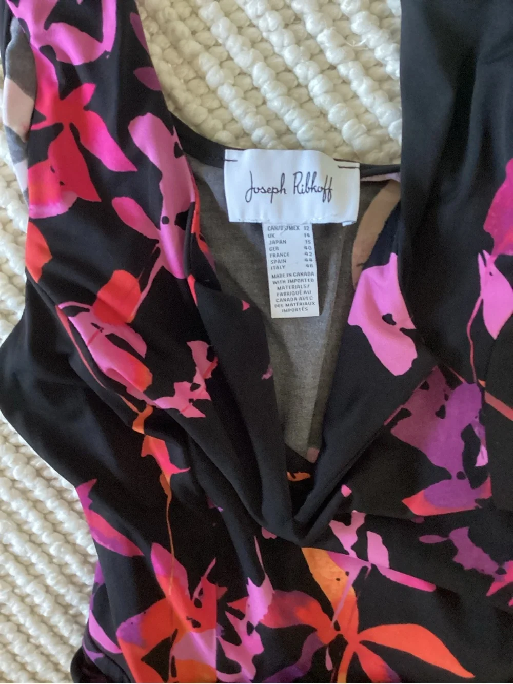 Black Floral Wide-Leg Jumpsuit with Pink & Orange Print